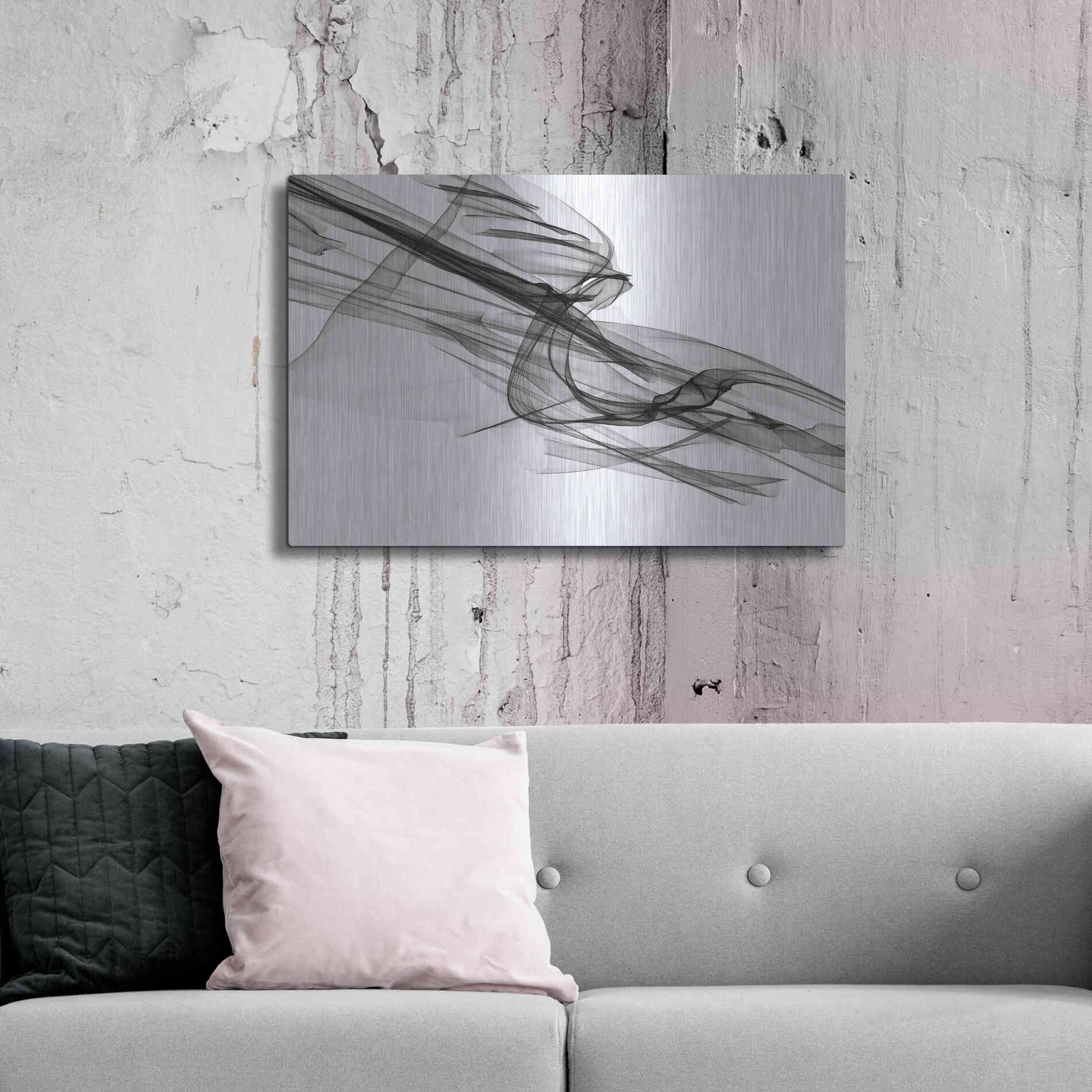 Luxe Metal Art 'Abstract Black and White 19-48' by Irena Orlov, Metal Wall Art,36x24