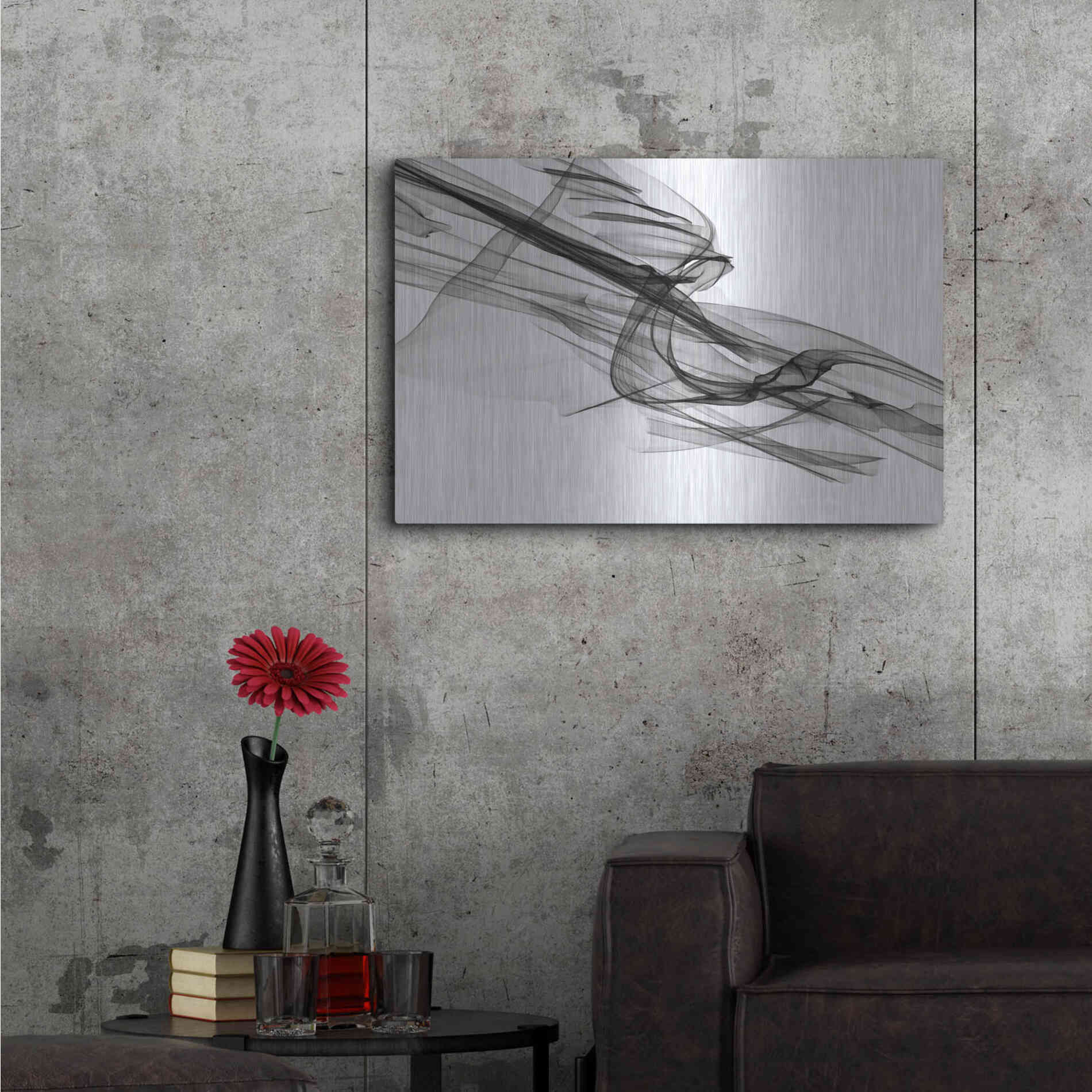 Luxe Metal Art 'Abstract Black and White 19-48' by Irena Orlov, Metal Wall Art,36x24