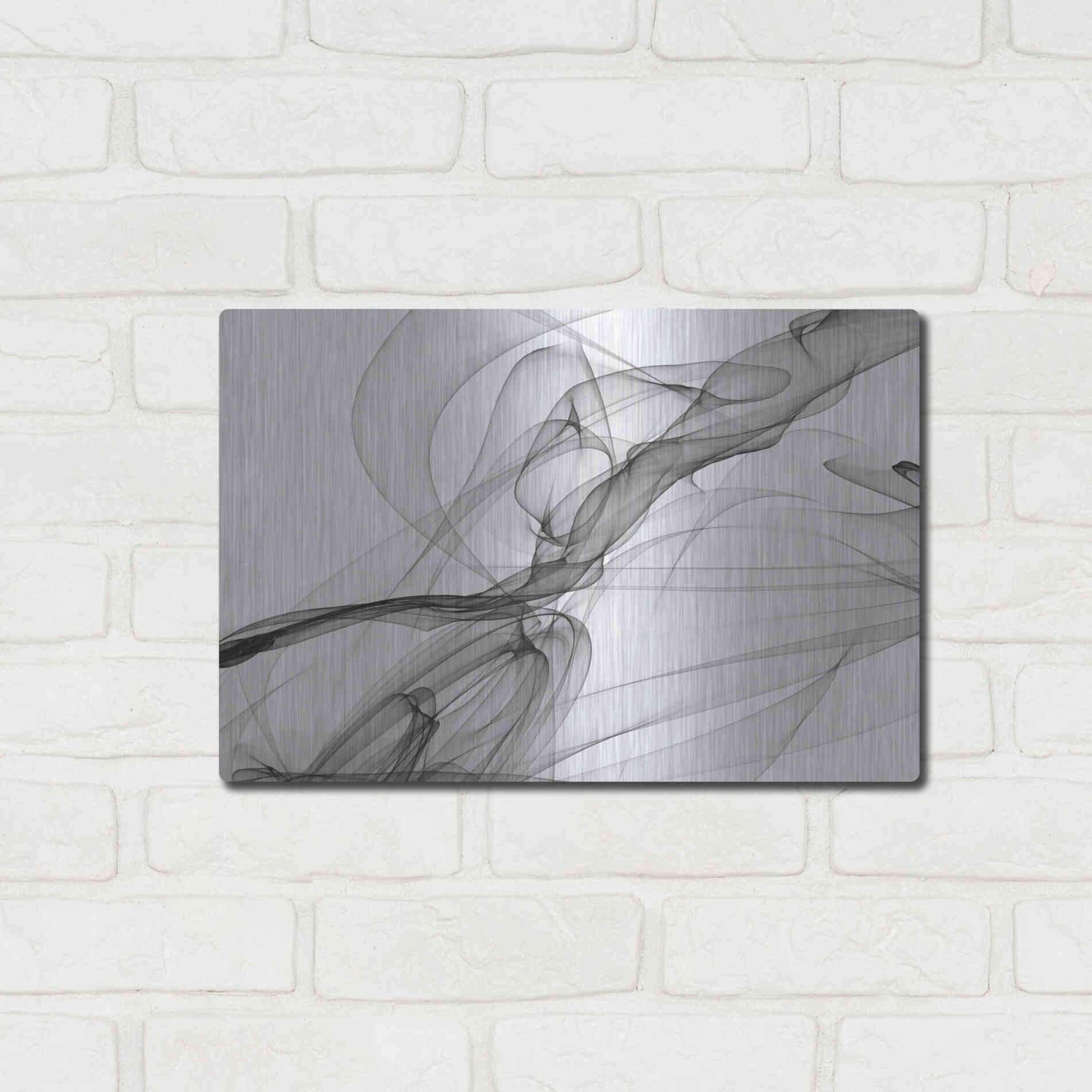 Luxe Metal Art 'Abstract Black and White 18-21' by Irena Orlov, Metal Wall Art,16x12