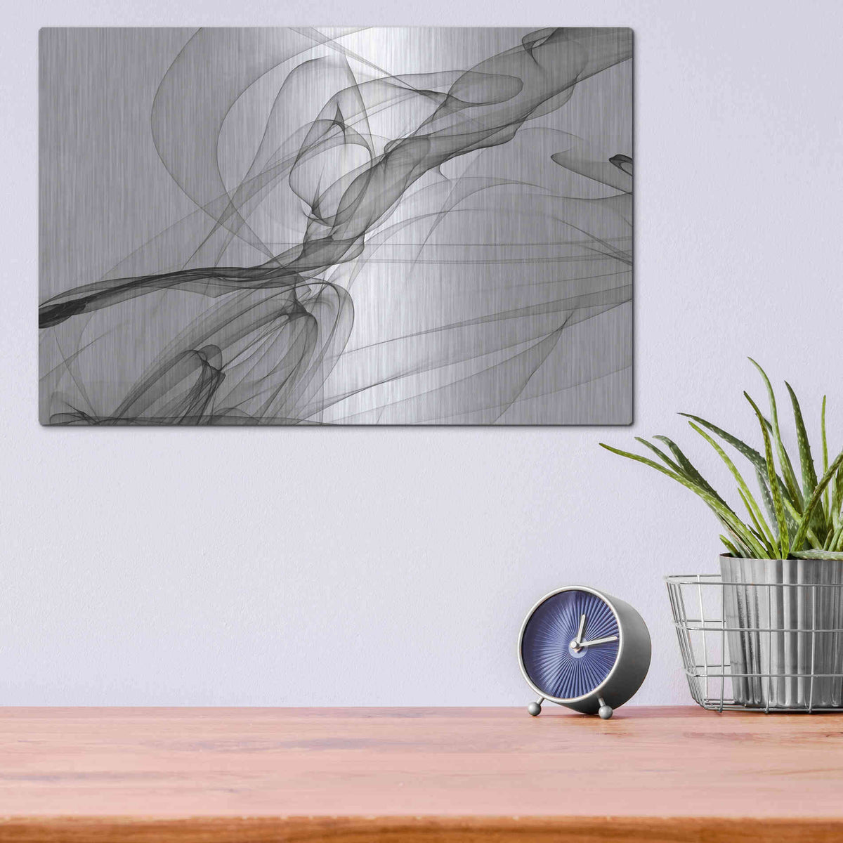 Luxe Metal Art 'Abstract Black and White 18-21' by Irena Orlov, Metal Wall Art,16x12