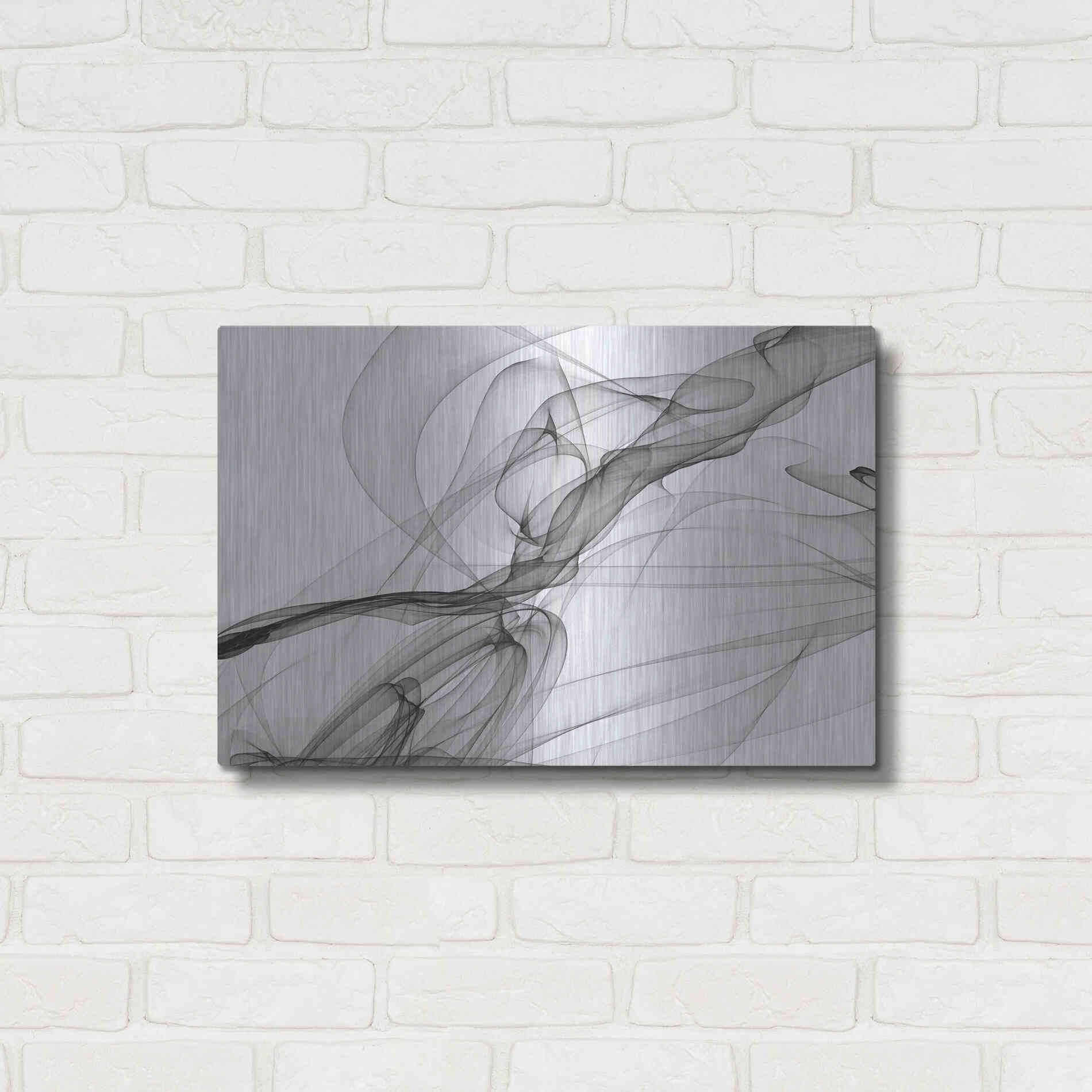 Luxe Metal Art 'Abstract Black and White 18-21' by Irena Orlov, Metal Wall Art,24x16