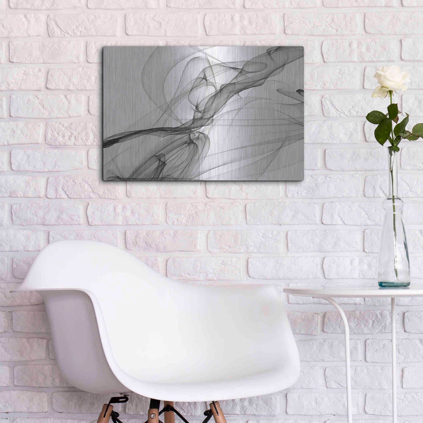 Luxe Metal Art 'Abstract Black and White 18-21' by Irena Orlov, Metal Wall Art,24x16