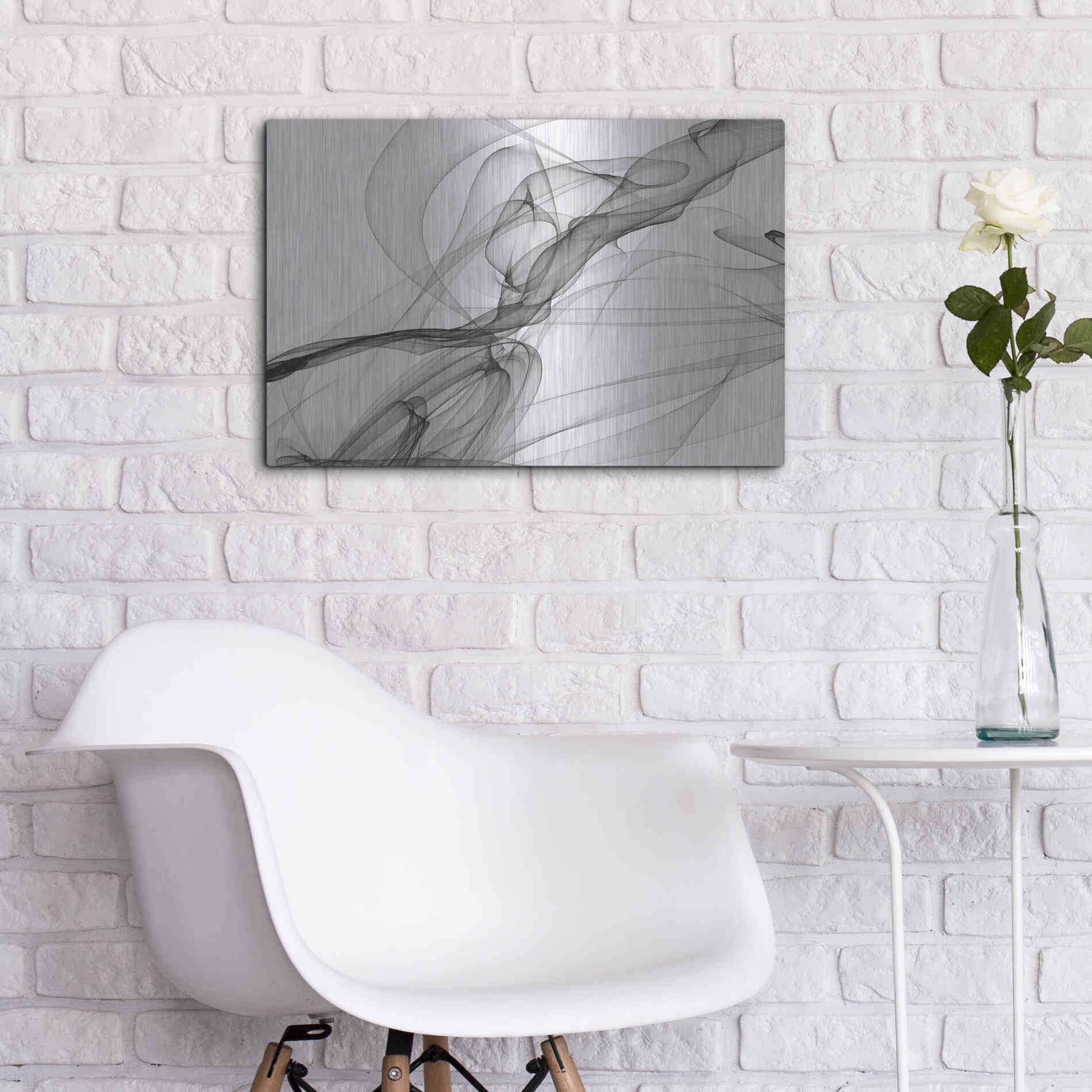 Luxe Metal Art 'Abstract Black and White 18-21' by Irena Orlov, Metal Wall Art,24x16