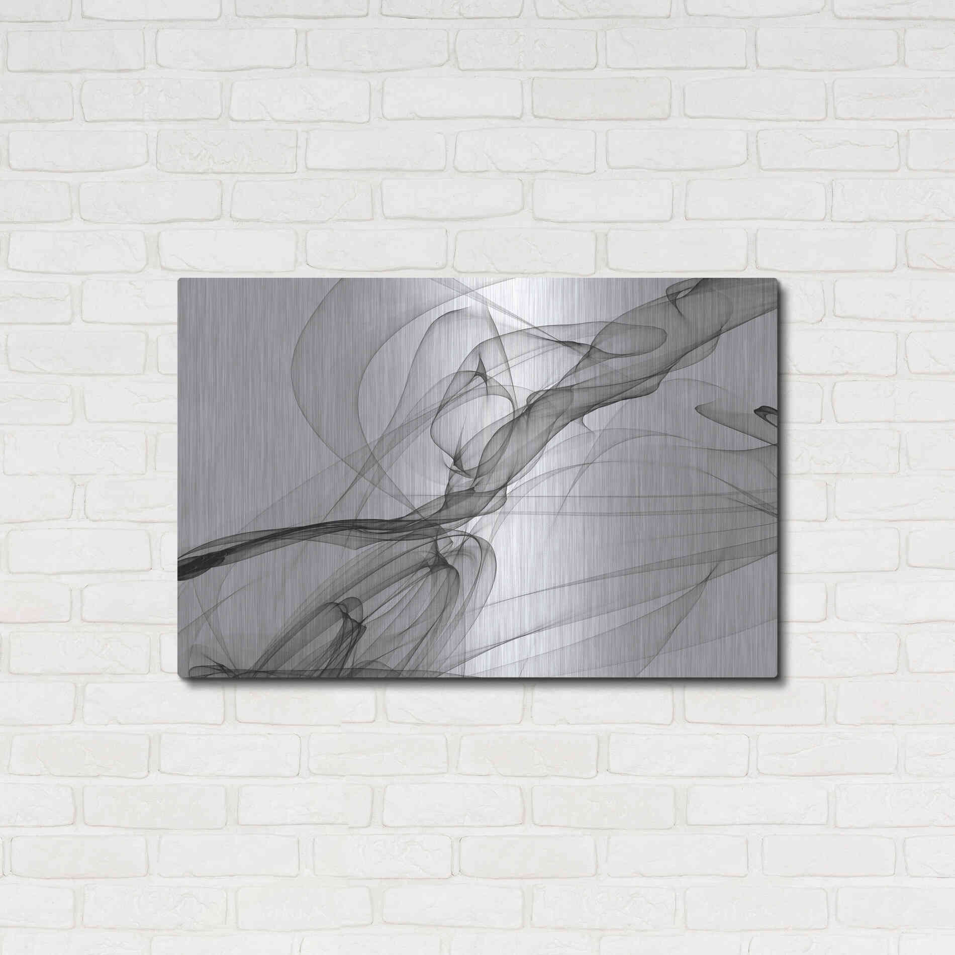 Luxe Metal Art 'Abstract Black and White 18-21' by Irena Orlov, Metal Wall Art,36x24