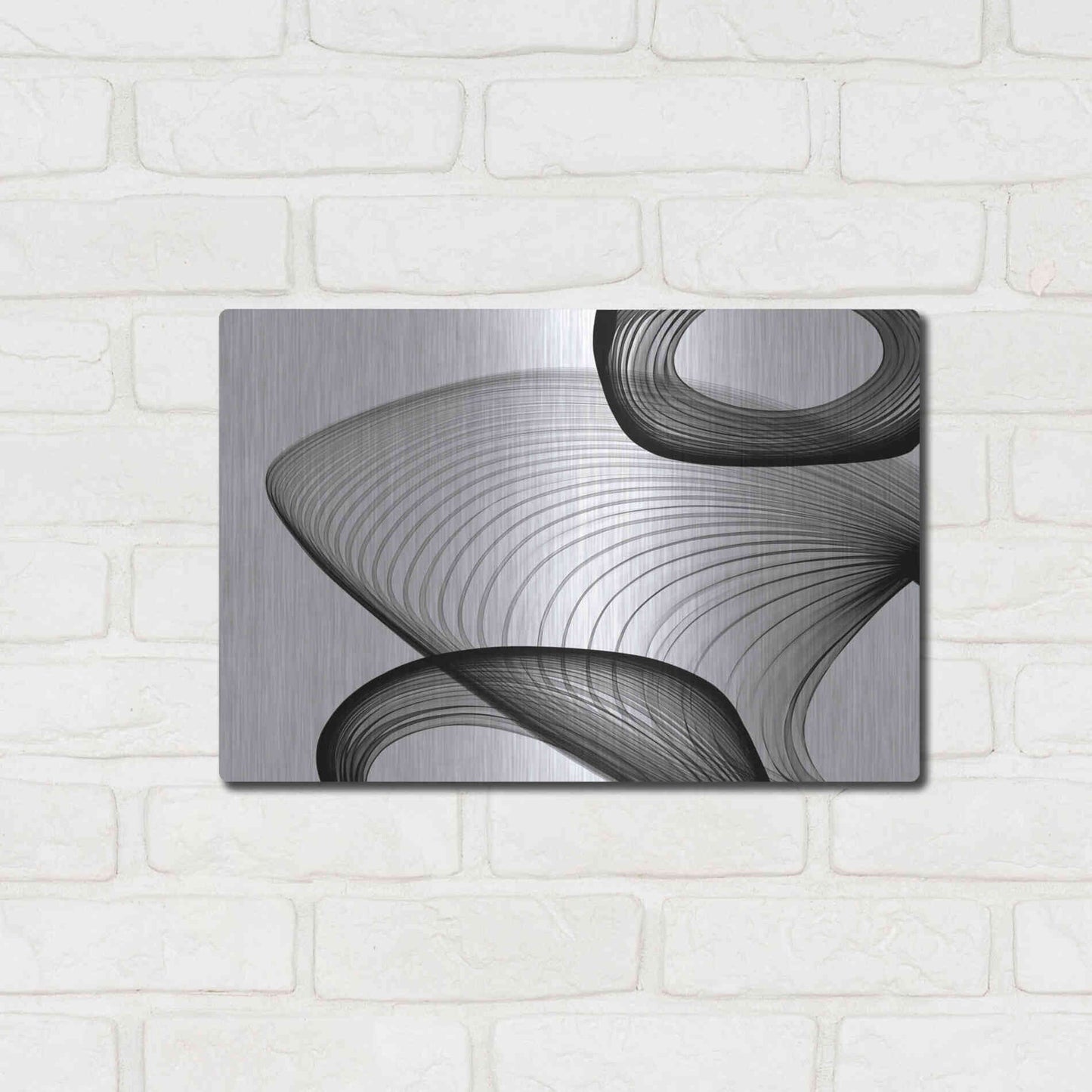 Luxe Metal Art 'Abstract Black and White 21-59' by Irena Orlov, Metal Wall Art,16x12
