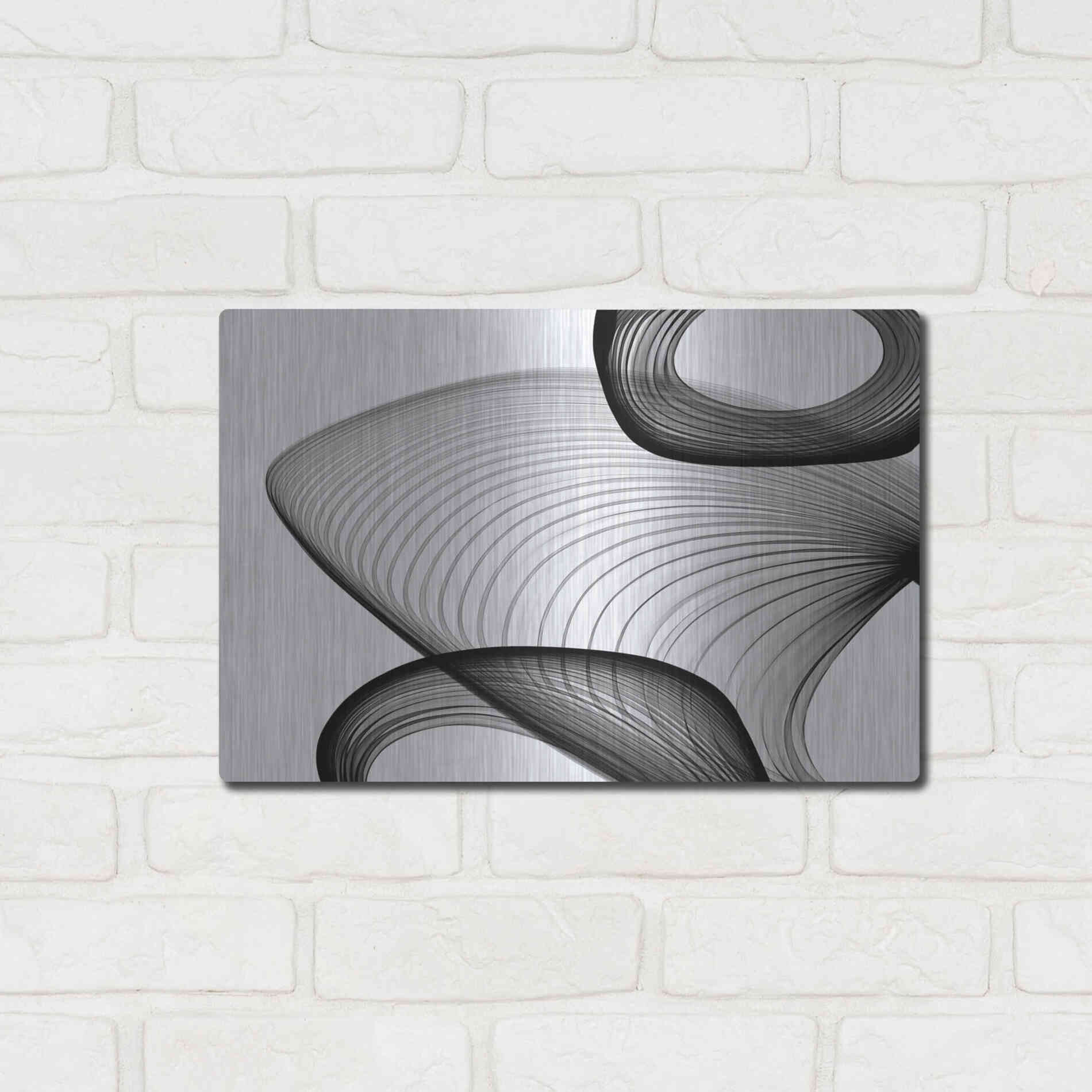 Luxe Metal Art 'Abstract Black and White 21-59' by Irena Orlov, Metal Wall Art,16x12