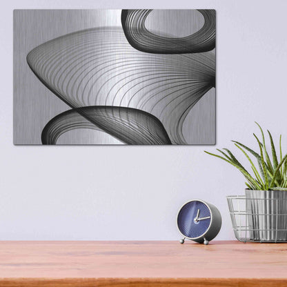 Luxe Metal Art 'Abstract Black and White 21-59' by Irena Orlov, Metal Wall Art,16x12