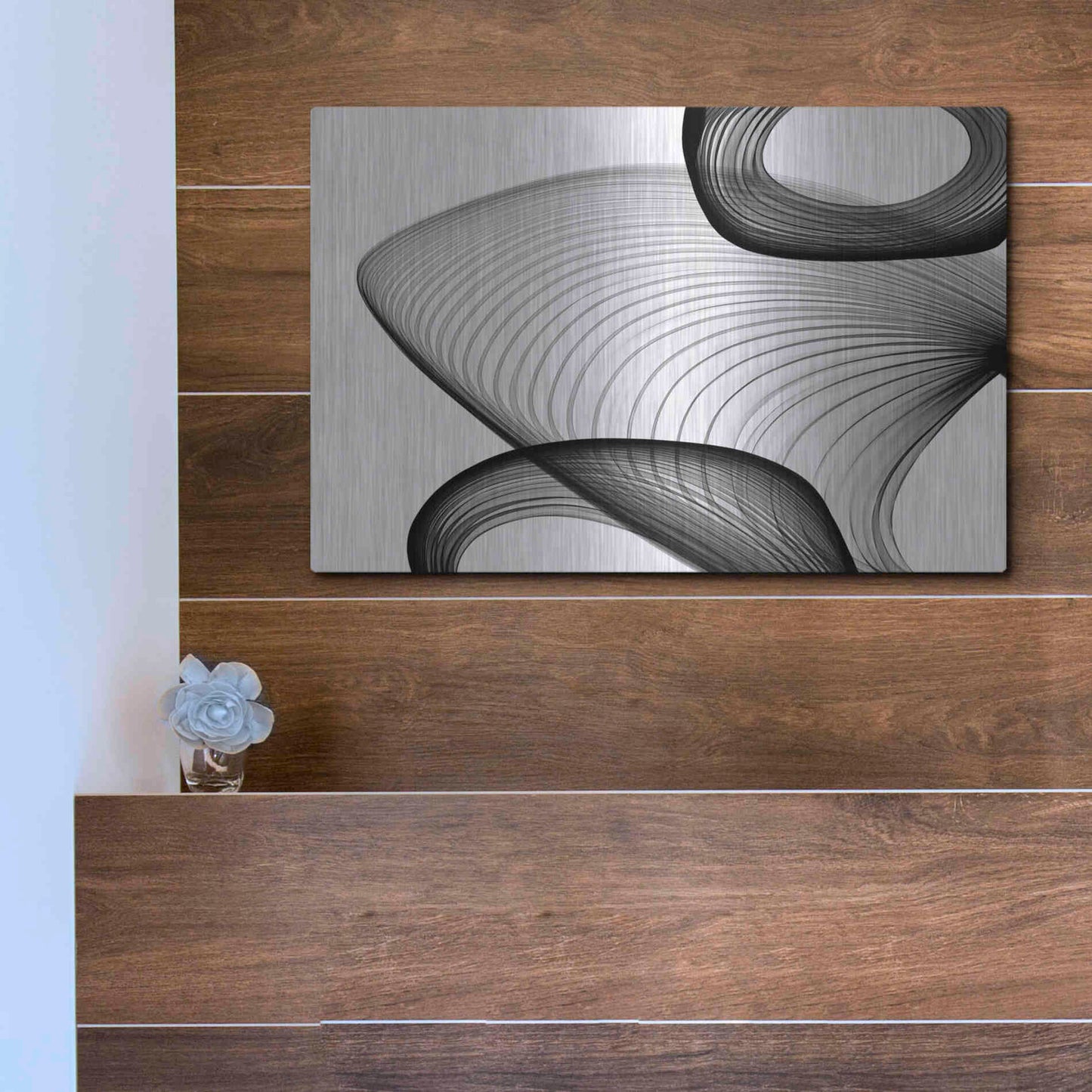 Luxe Metal Art 'Abstract Black and White 21-59' by Irena Orlov, Metal Wall Art,16x12