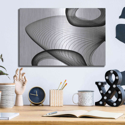 Luxe Metal Art 'Abstract Black and White 21-59' by Irena Orlov, Metal Wall Art,16x12