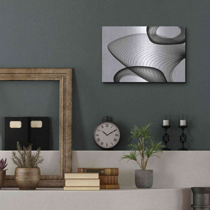 Luxe Metal Art 'Abstract Black and White 21-59' by Irena Orlov, Metal Wall Art,16x12