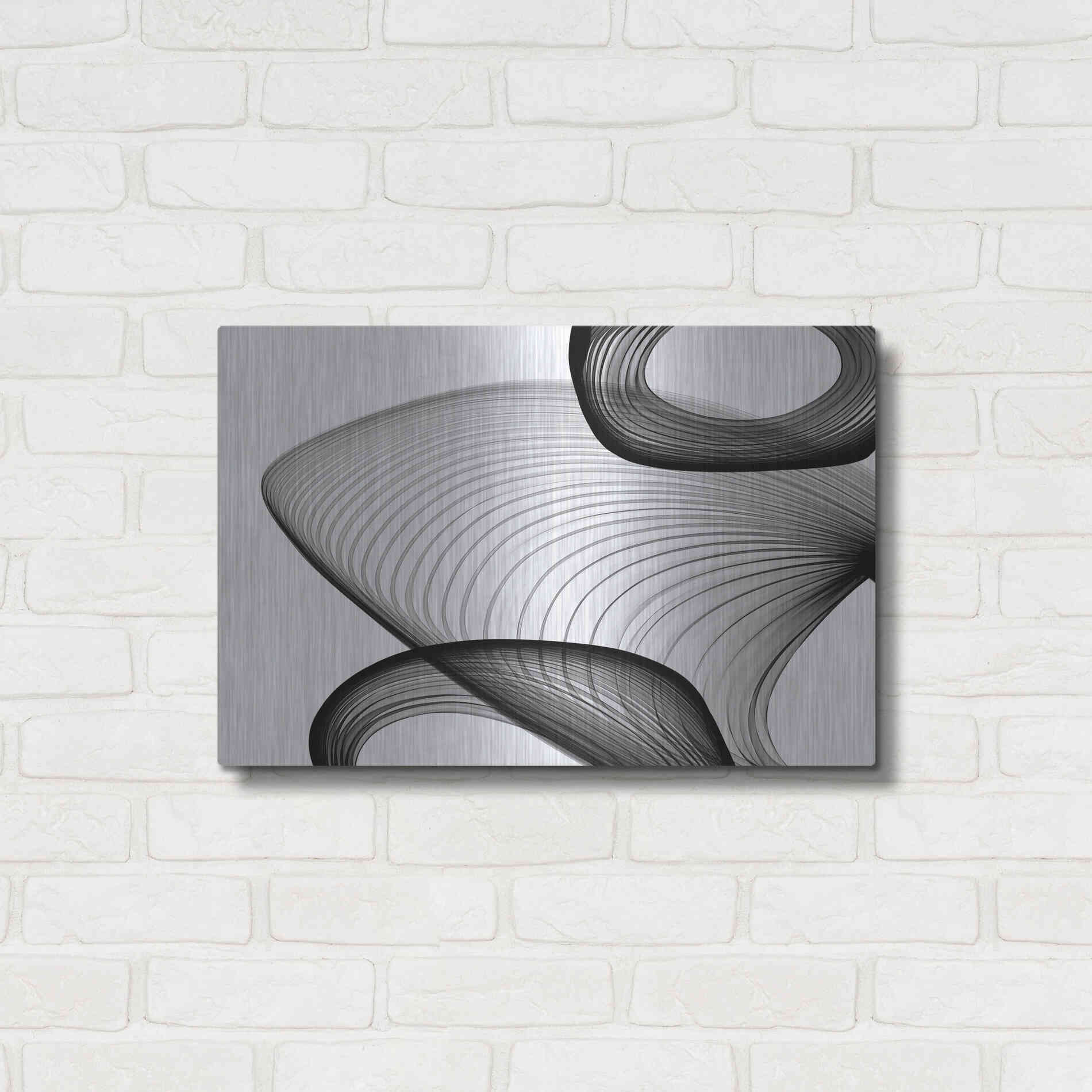 Luxe Metal Art 'Abstract Black and White 21-59' by Irena Orlov, Metal Wall Art,24x16