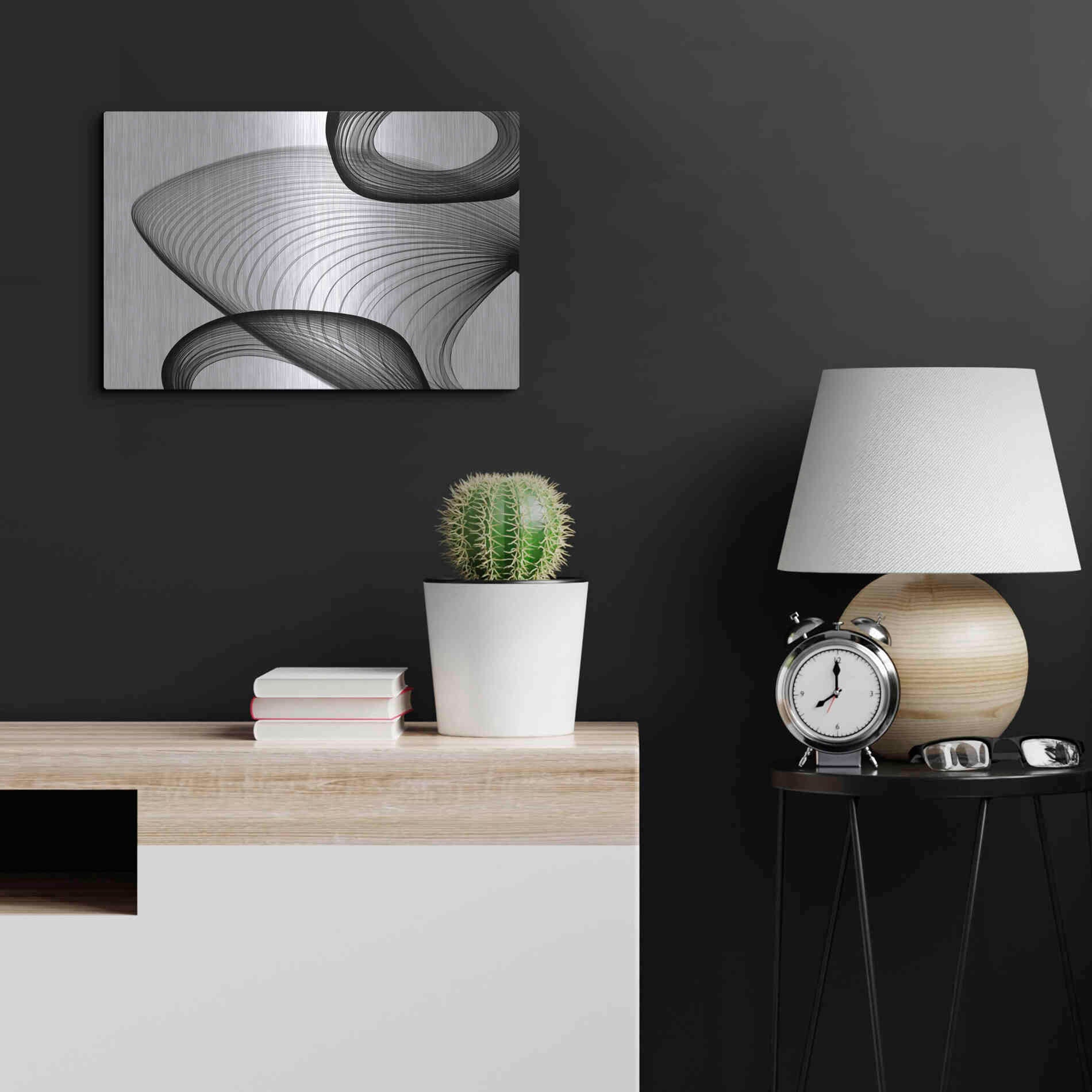 Luxe Metal Art 'Abstract Black and White 21-59' by Irena Orlov, Metal Wall Art,24x16