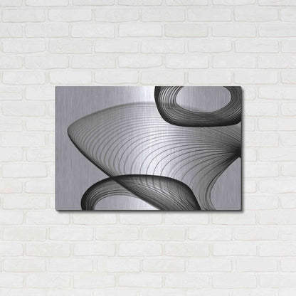 Luxe Metal Art 'Abstract Black and White 21-59' by Irena Orlov, Metal Wall Art,36x24