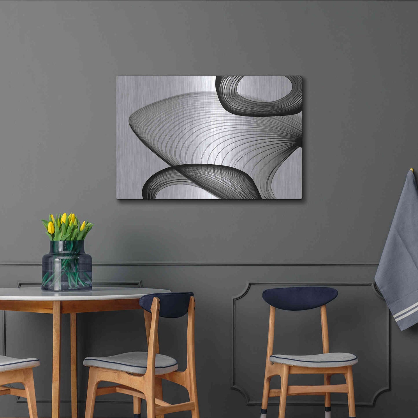 Luxe Metal Art 'Abstract Black and White 21-59' by Irena Orlov, Metal Wall Art,36x24