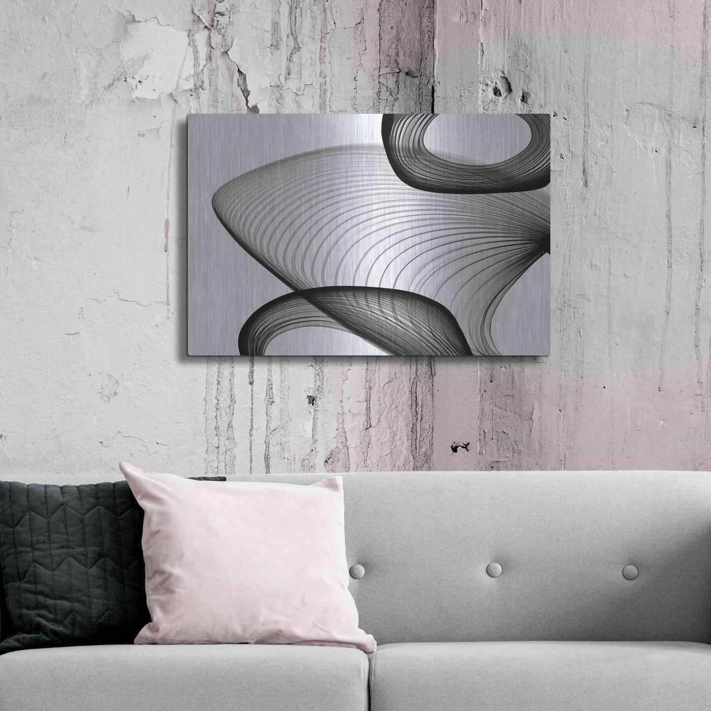 Luxe Metal Art 'Abstract Black and White 21-59' by Irena Orlov, Metal Wall Art,36x24