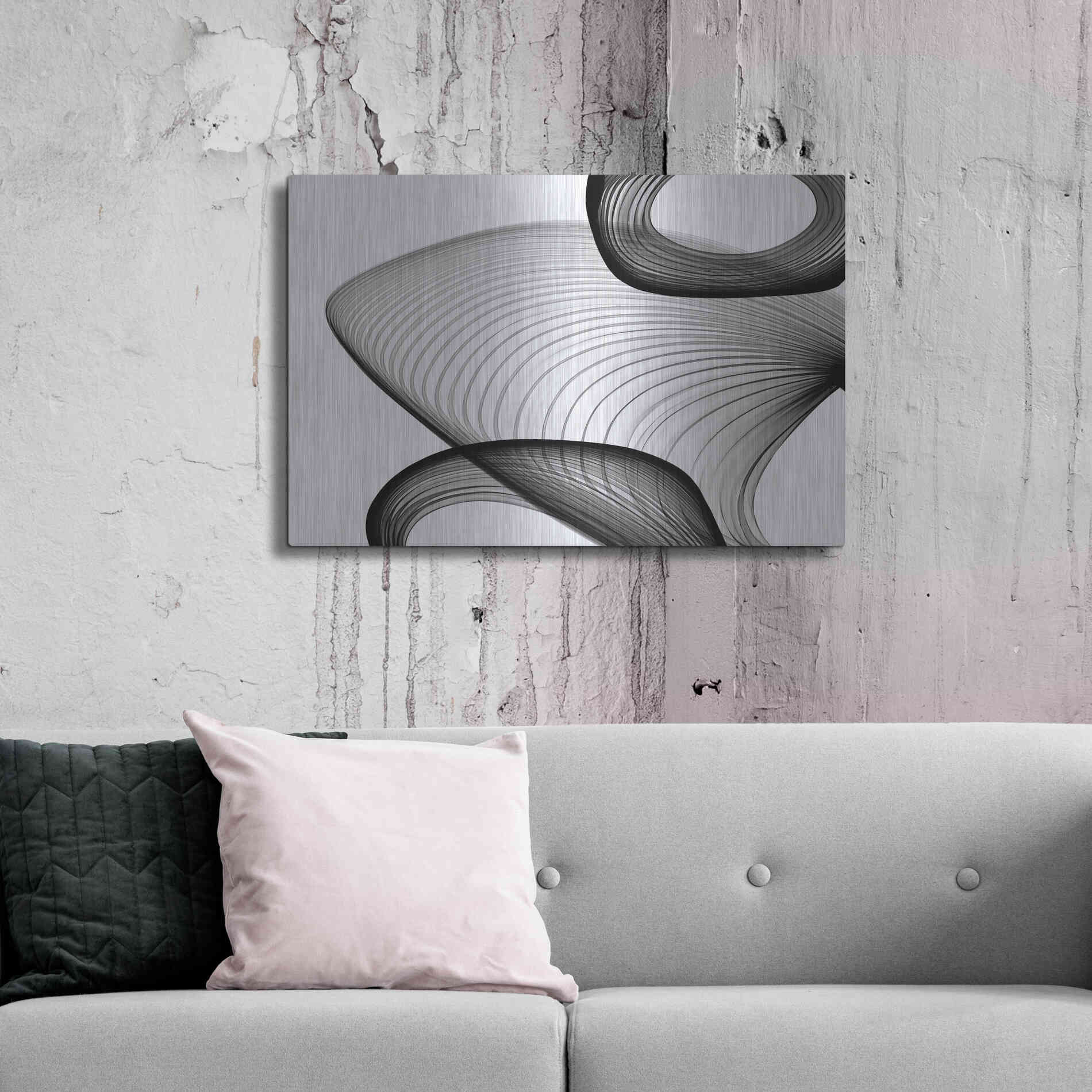 Luxe Metal Art 'Abstract Black and White 21-59' by Irena Orlov, Metal Wall Art,36x24