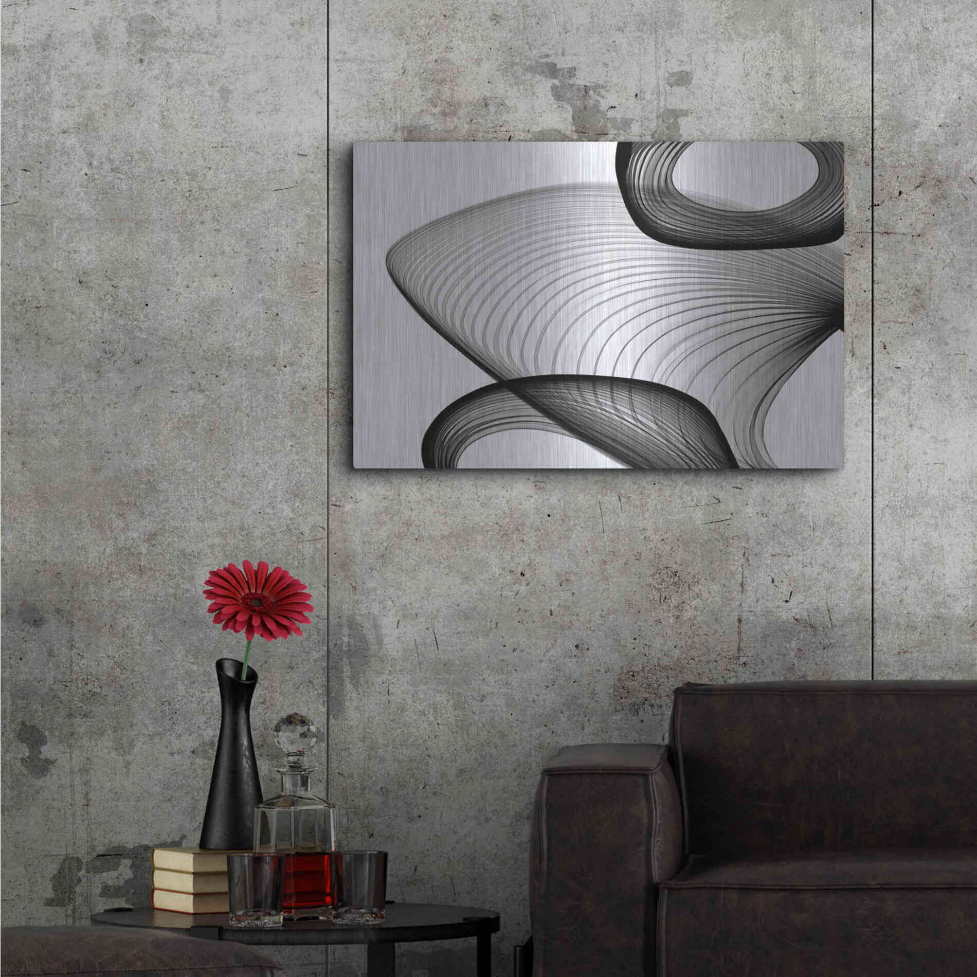 Luxe Metal Art 'Abstract Black and White 21-59' by Irena Orlov, Metal Wall Art,36x24