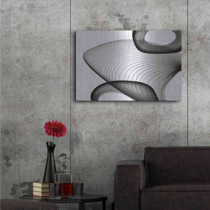 Luxe Metal Art 'Abstract Black and White 21-59' by Irena Orlov, Metal Wall Art,36x24