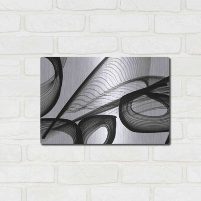 Luxe Metal Art 'Abstract Black and White 22-21' by Irena Orlov, Metal Wall Art,16x12