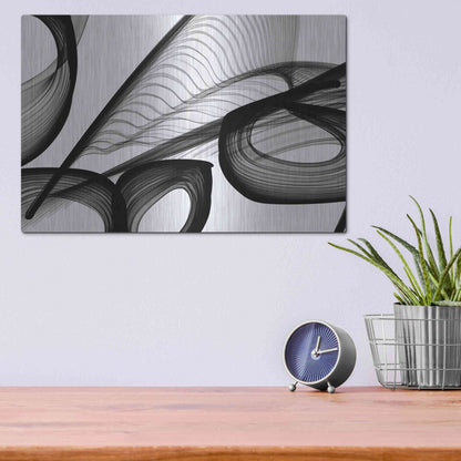 Luxe Metal Art 'Abstract Black and White 22-21' by Irena Orlov, Metal Wall Art,16x12