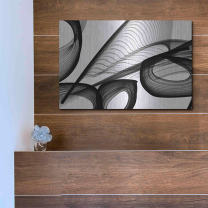 Luxe Metal Art 'Abstract Black and White 22-21' by Irena Orlov, Metal Wall Art,16x12