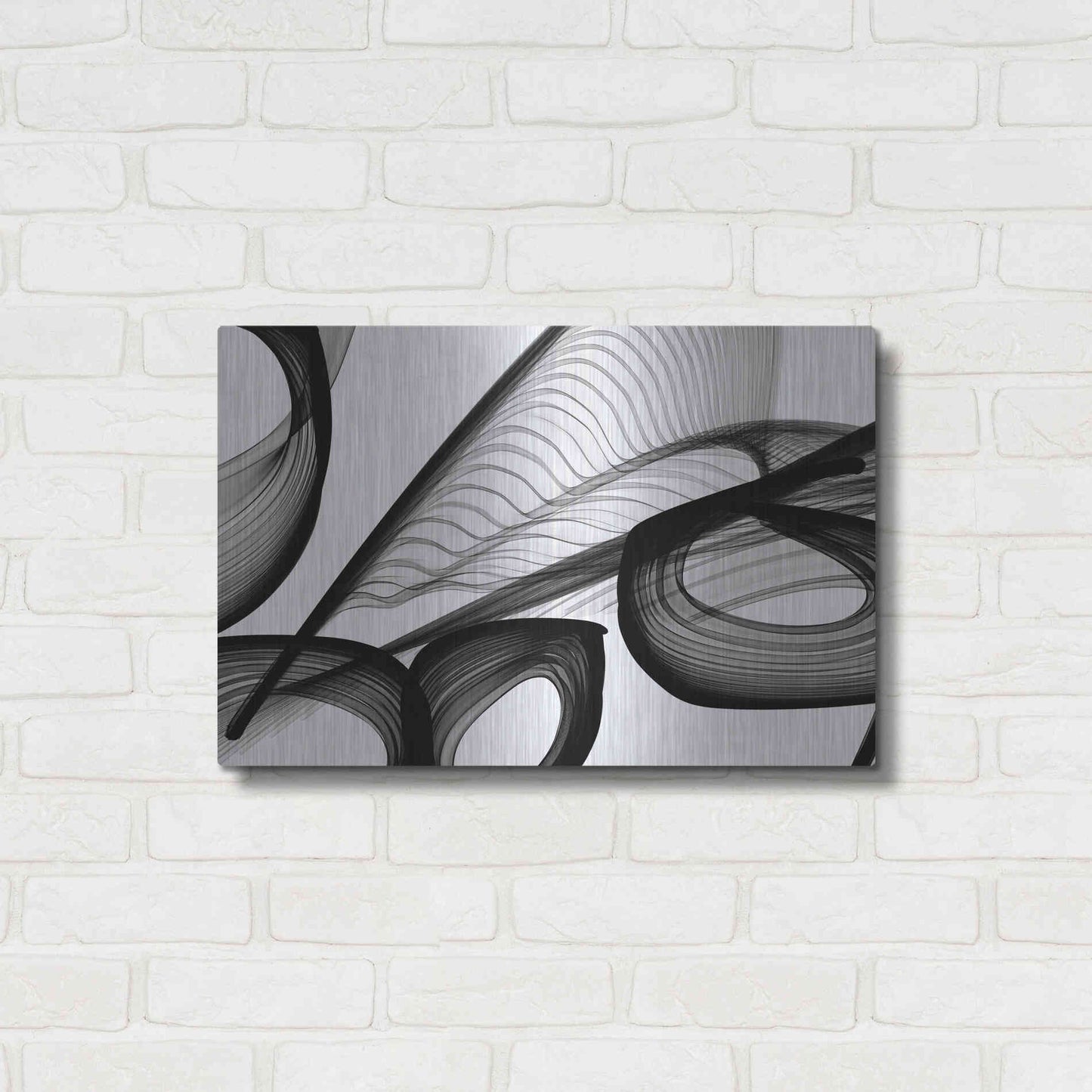 Luxe Metal Art 'Abstract Black and White 22-21' by Irena Orlov, Metal Wall Art,24x16