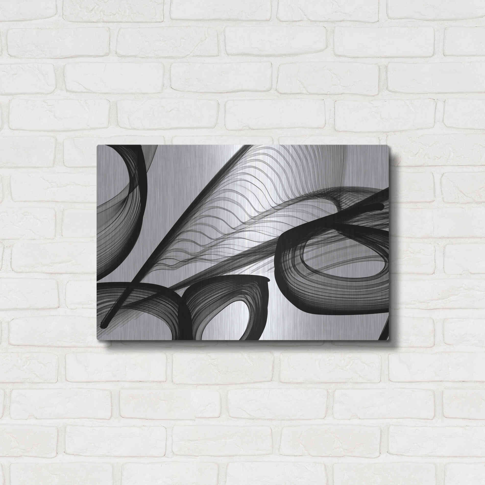 Luxe Metal Art 'Abstract Black and White 22-21' by Irena Orlov, Metal Wall Art,24x16