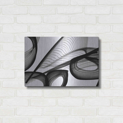 Luxe Metal Art 'Abstract Black and White 22-21' by Irena Orlov, Metal Wall Art,24x16
