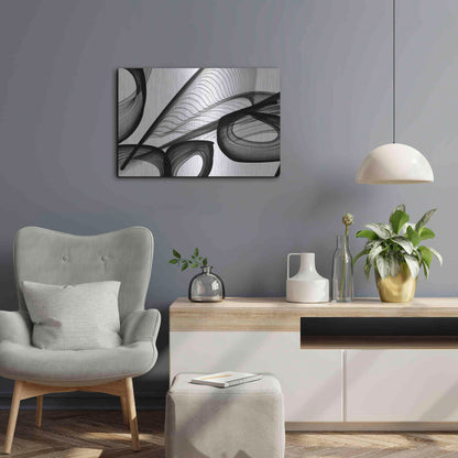 Luxe Metal Art 'Abstract Black and White 22-21' by Irena Orlov, Metal Wall Art,24x16