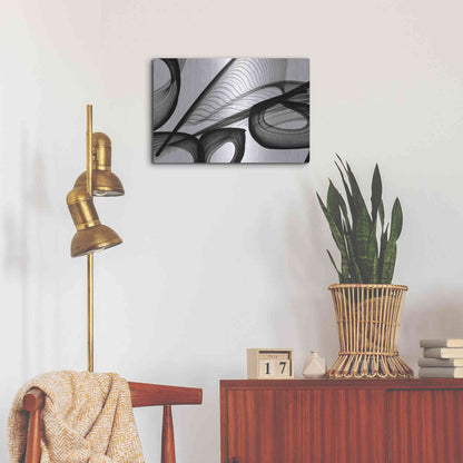 Luxe Metal Art 'Abstract Black and White 22-21' by Irena Orlov, Metal Wall Art,24x16