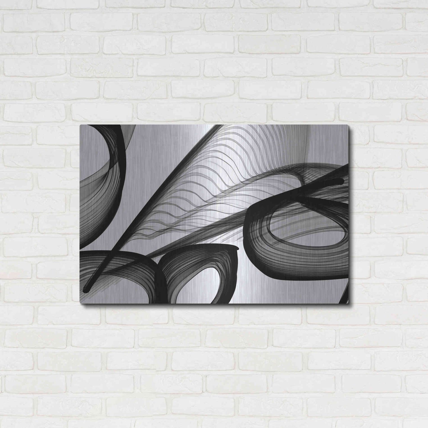 Luxe Metal Art 'Abstract Black and White 22-21' by Irena Orlov, Metal Wall Art,36x24