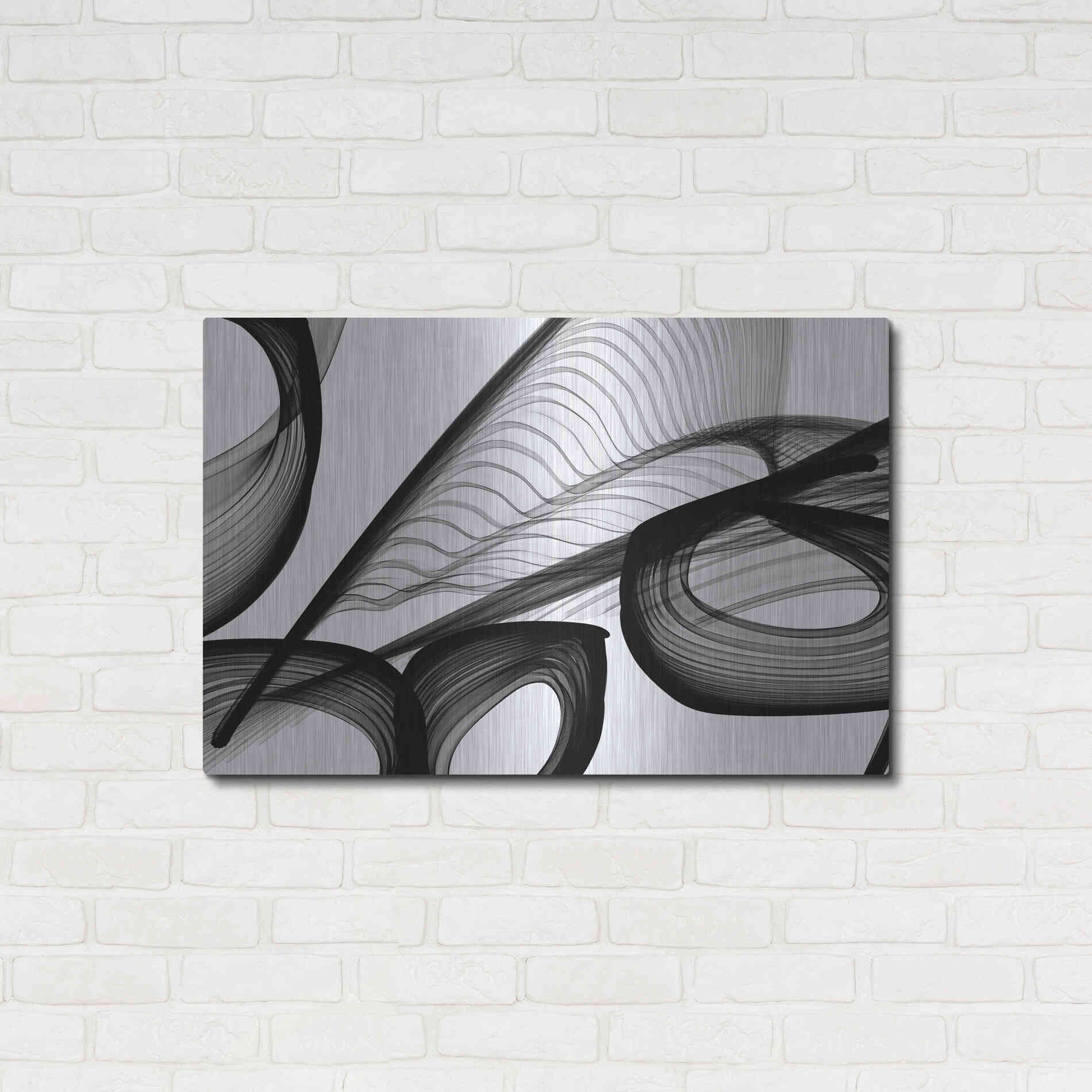 Luxe Metal Art 'Abstract Black and White 22-21' by Irena Orlov, Metal Wall Art,36x24