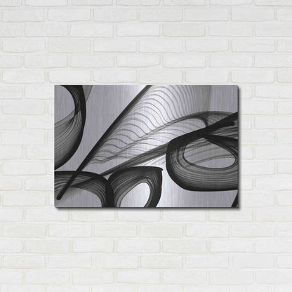 Luxe Metal Art 'Abstract Black and White 22-21' by Irena Orlov, Metal Wall Art,36x24