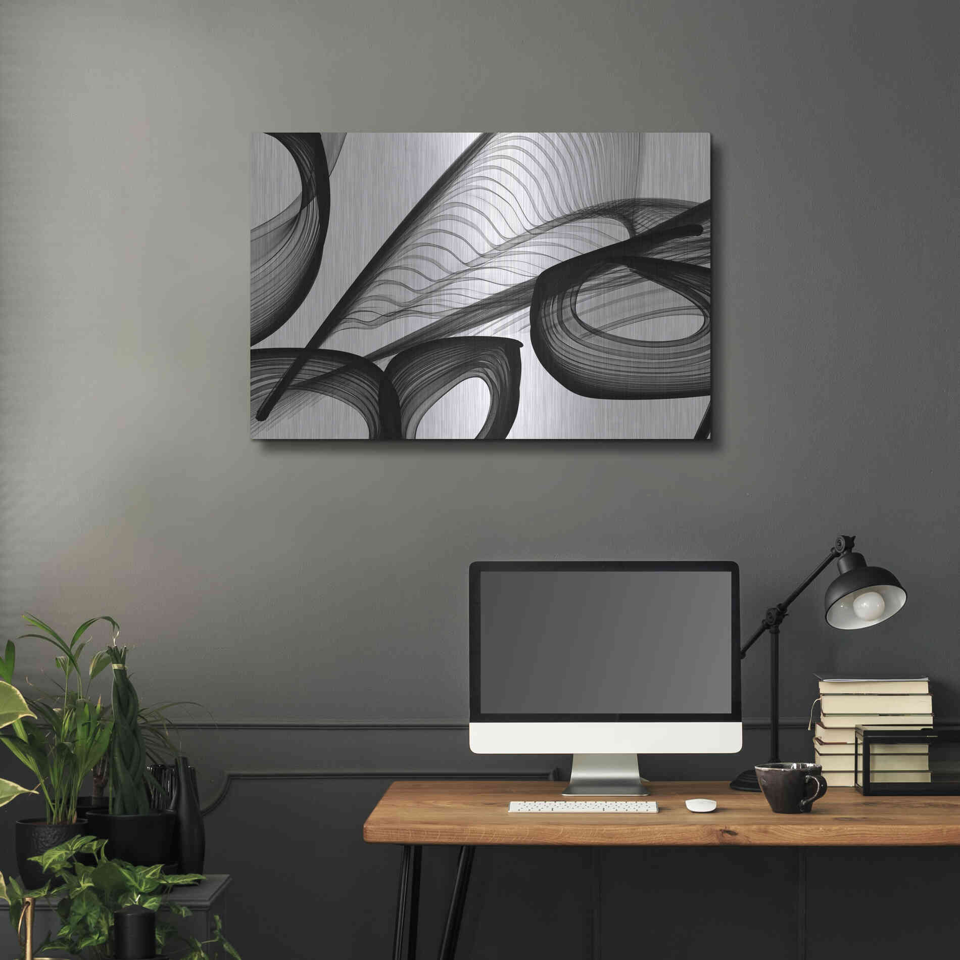 Luxe Metal Art 'Abstract Black and White 22-21' by Irena Orlov, Metal Wall Art,36x24