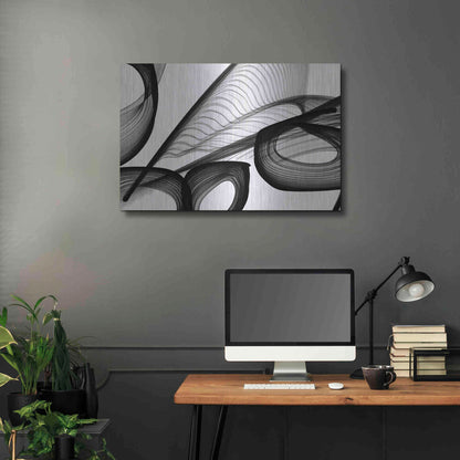 Luxe Metal Art 'Abstract Black and White 22-21' by Irena Orlov, Metal Wall Art,36x24