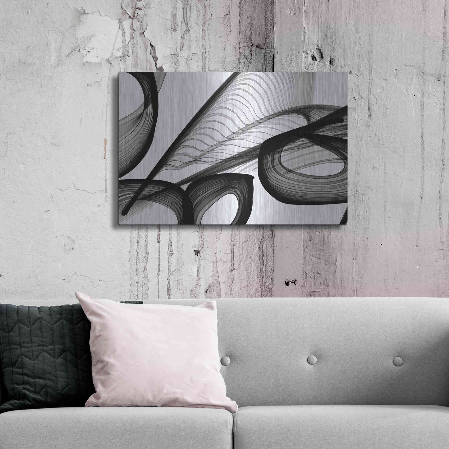 Luxe Metal Art 'Abstract Black and White 22-21' by Irena Orlov, Metal Wall Art,36x24