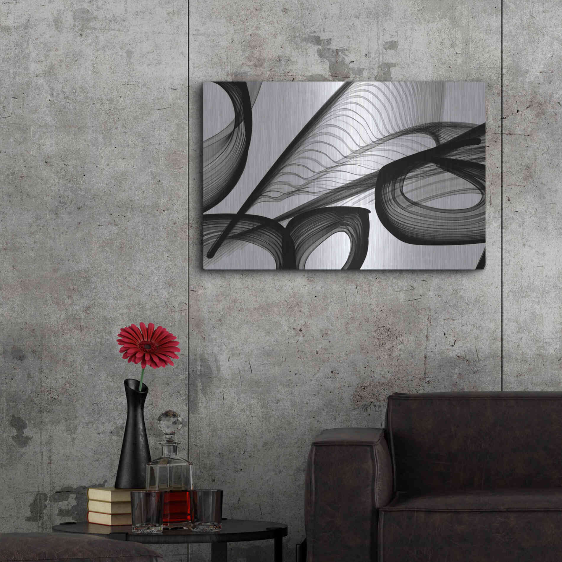 Luxe Metal Art 'Abstract Black and White 22-21' by Irena Orlov, Metal Wall Art,36x24