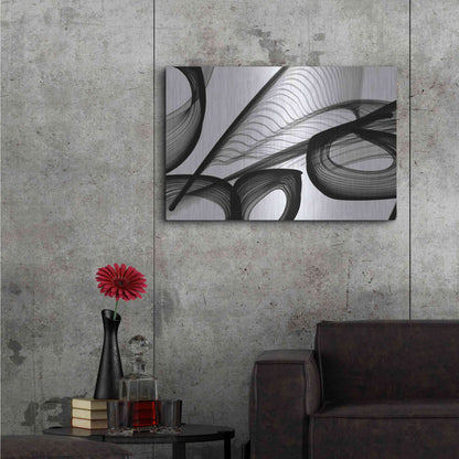 Luxe Metal Art 'Abstract Black and White 22-21' by Irena Orlov, Metal Wall Art,36x24