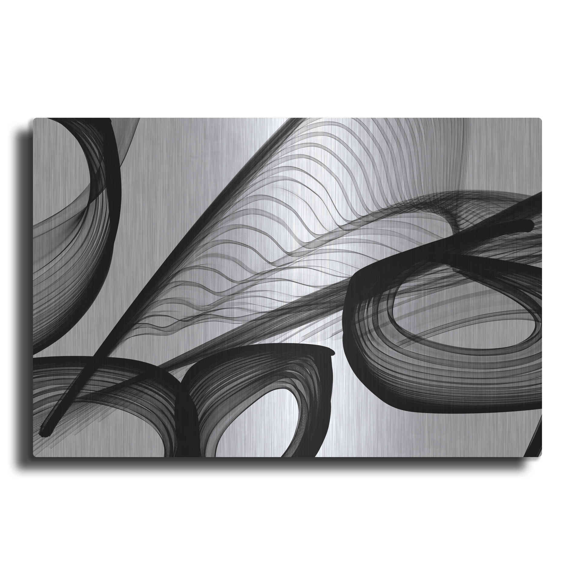 Luxe Metal Art 'Abstract Black and White 22-21' by Irena Orlov, Metal Wall Art