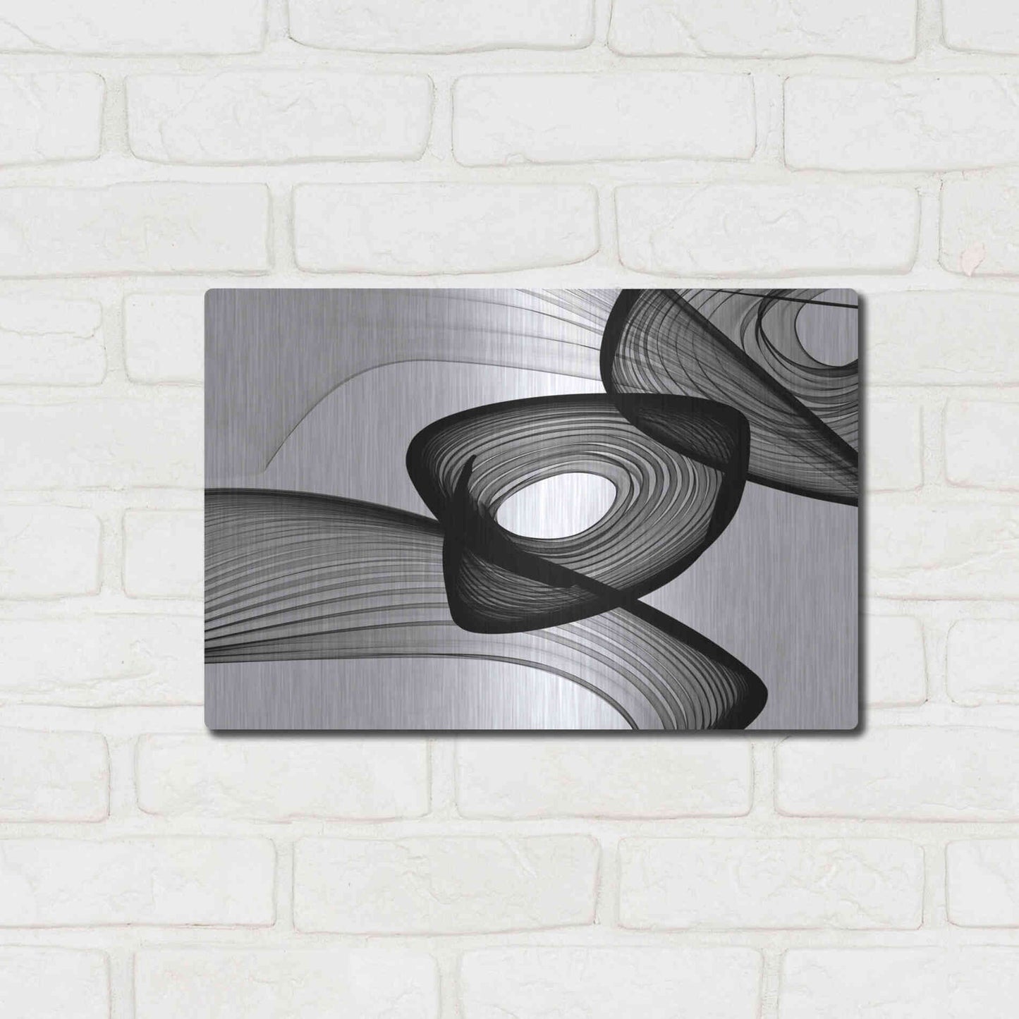 Luxe Metal Art 'Abstract Black and White 22-16' by Irena Orlov, Metal Wall Art,16x12