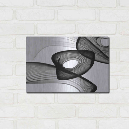 Luxe Metal Art 'Abstract Black and White 22-16' by Irena Orlov, Metal Wall Art,16x12