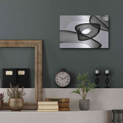 Luxe Metal Art 'Abstract Black and White 22-16' by Irena Orlov, Metal Wall Art,16x12