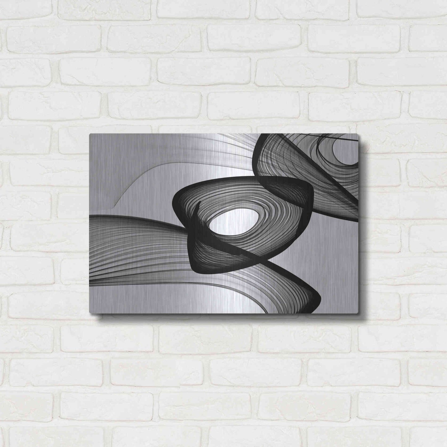 Luxe Metal Art 'Abstract Black and White 22-16' by Irena Orlov, Metal Wall Art,24x16