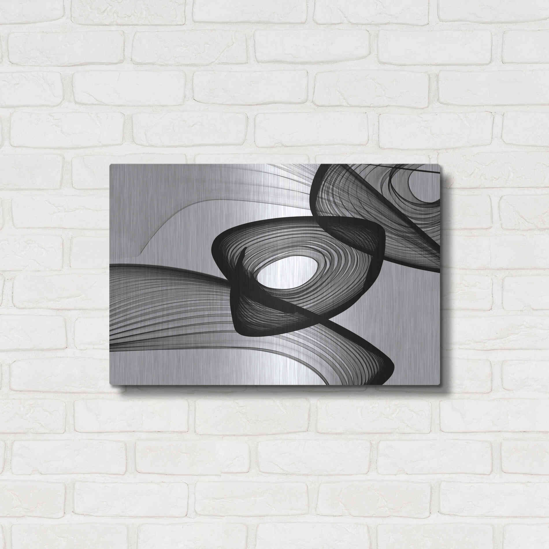 Luxe Metal Art 'Abstract Black and White 22-16' by Irena Orlov, Metal Wall Art,24x16