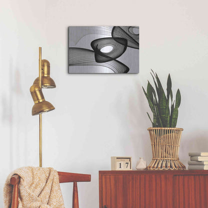 Luxe Metal Art 'Abstract Black and White 22-16' by Irena Orlov, Metal Wall Art,24x16