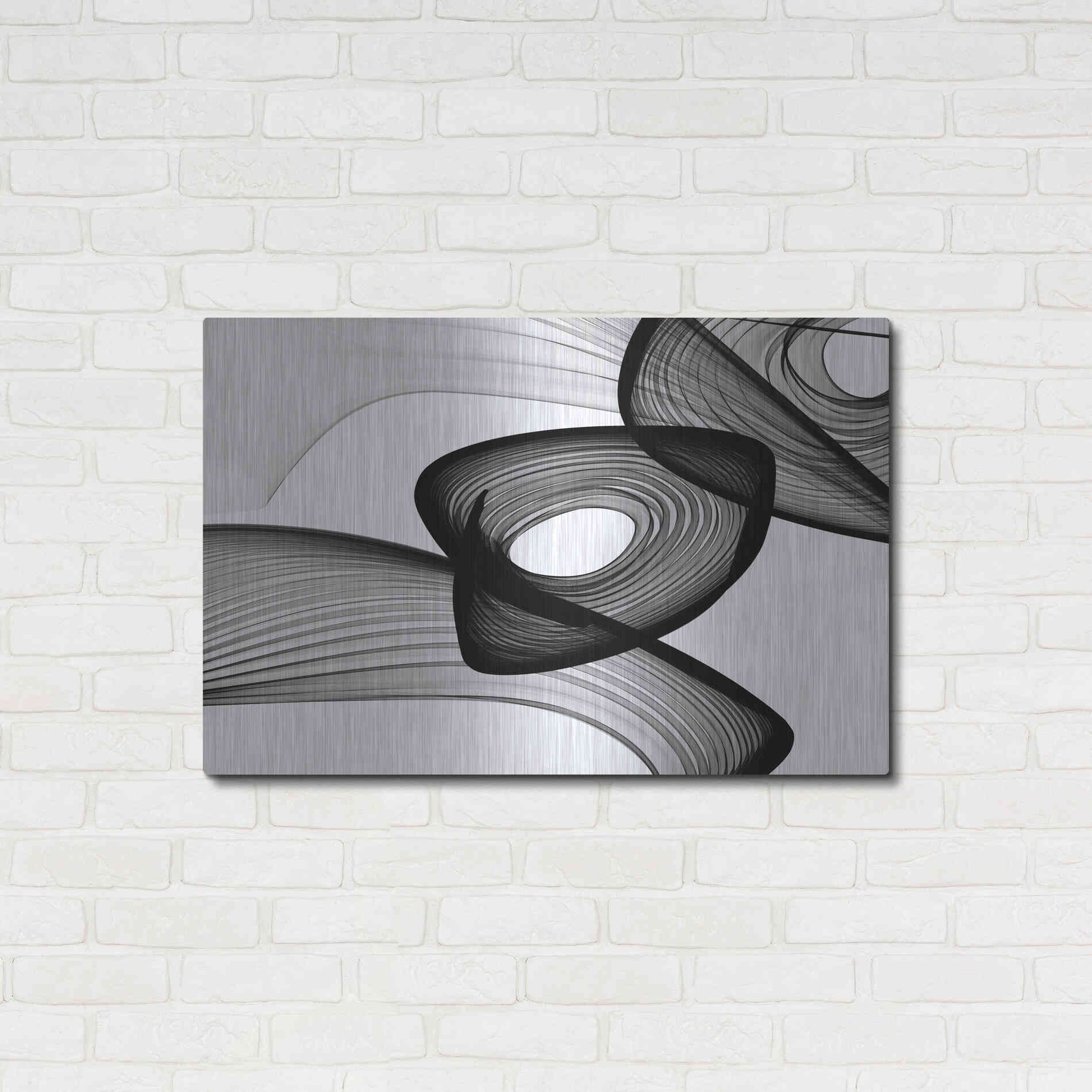 Luxe Metal Art 'Abstract Black and White 22-16' by Irena Orlov, Metal Wall Art,36x24