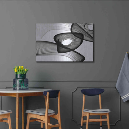 Luxe Metal Art 'Abstract Black and White 22-16' by Irena Orlov, Metal Wall Art,36x24