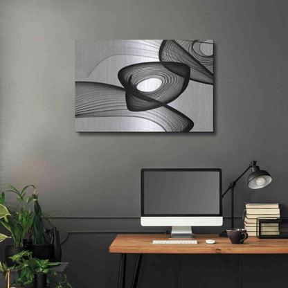 Luxe Metal Art 'Abstract Black and White 22-16' by Irena Orlov, Metal Wall Art,36x24