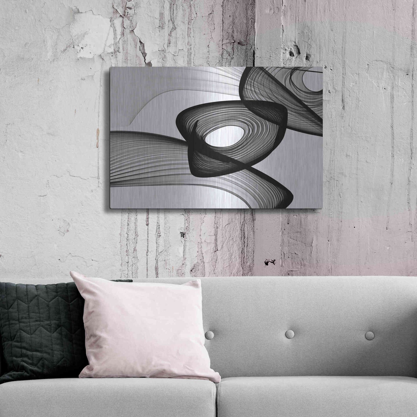 Luxe Metal Art 'Abstract Black and White 22-16' by Irena Orlov, Metal Wall Art,36x24