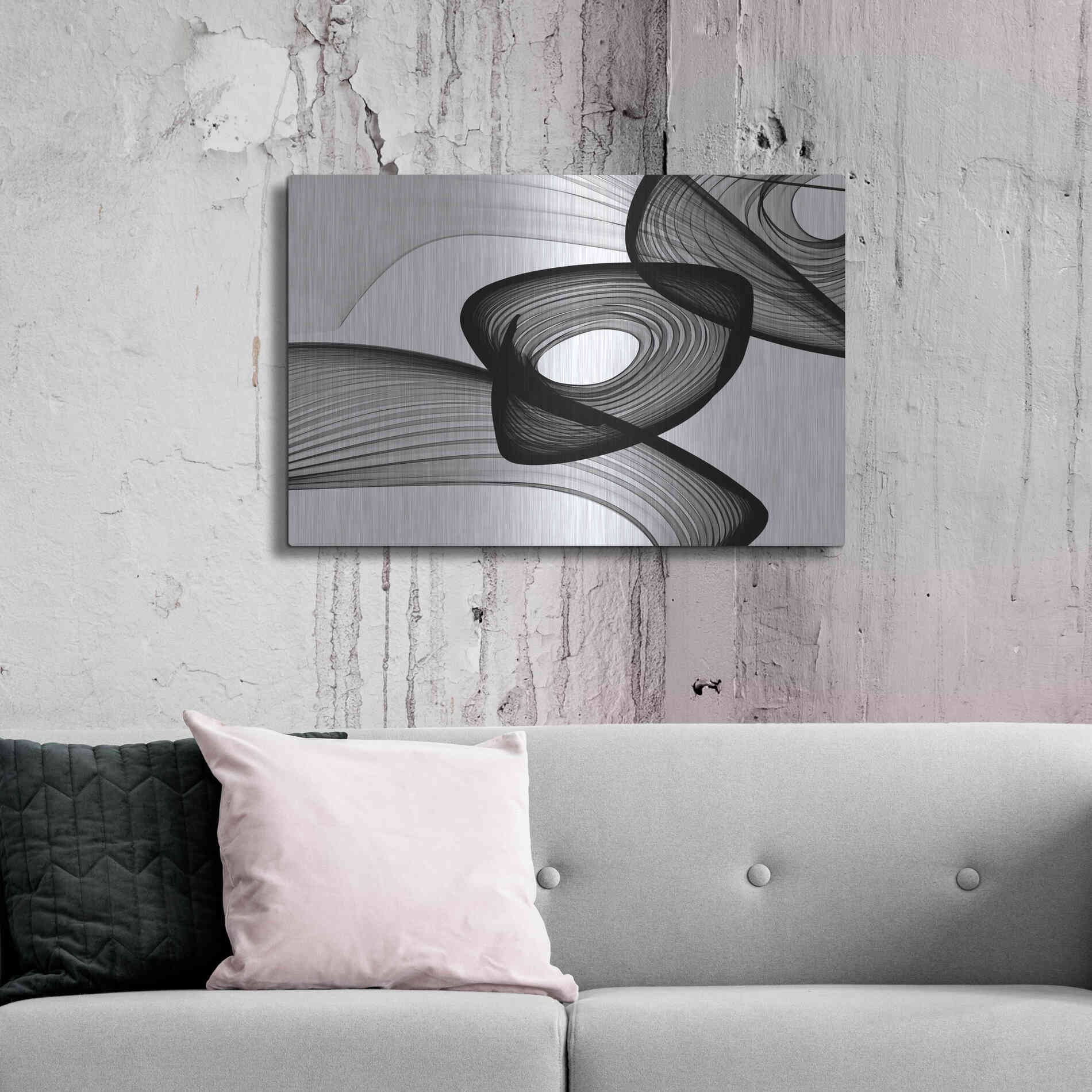 Luxe Metal Art 'Abstract Black and White 22-16' by Irena Orlov, Metal Wall Art,36x24